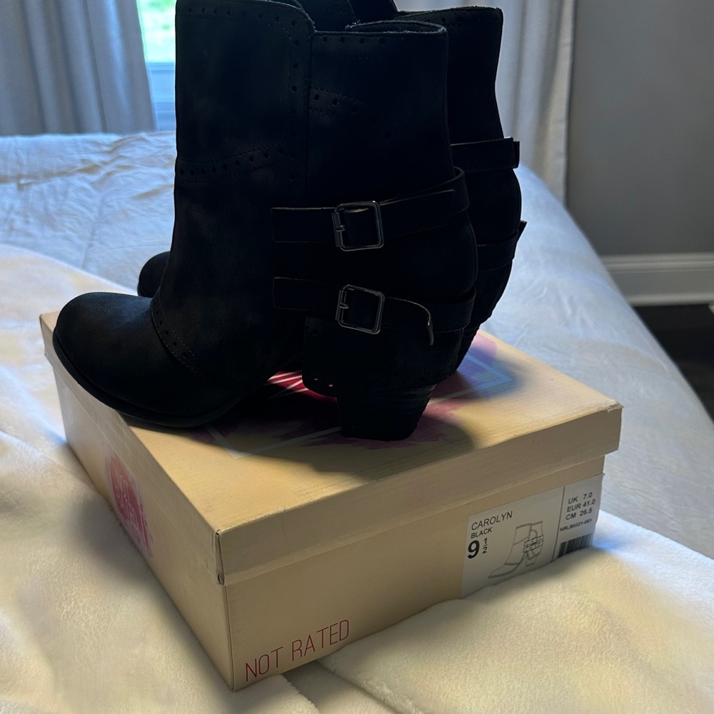 Not Rated Women's Black Buckle Ankle Booties